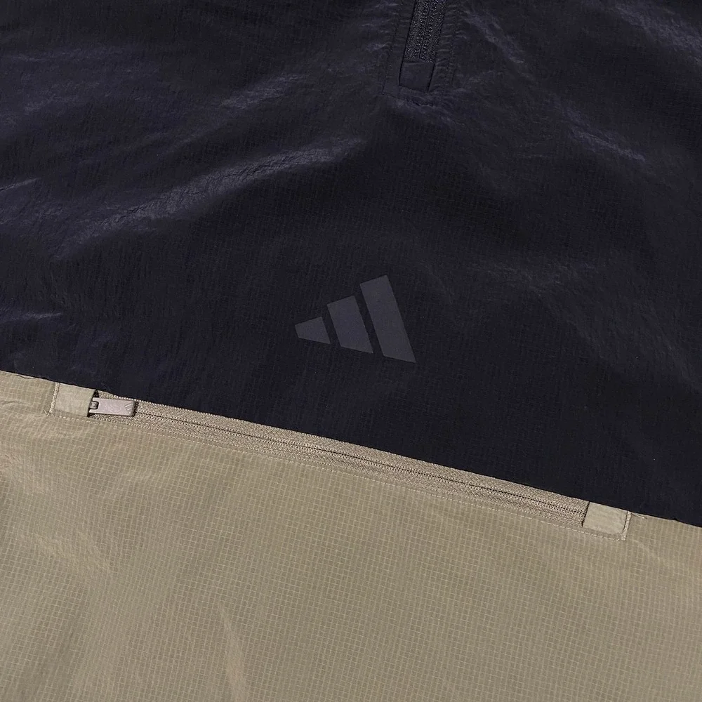 Adidas Future Icons 3-Stripes Woven 1/2 Zip Windbreaker Adult XL Green Black